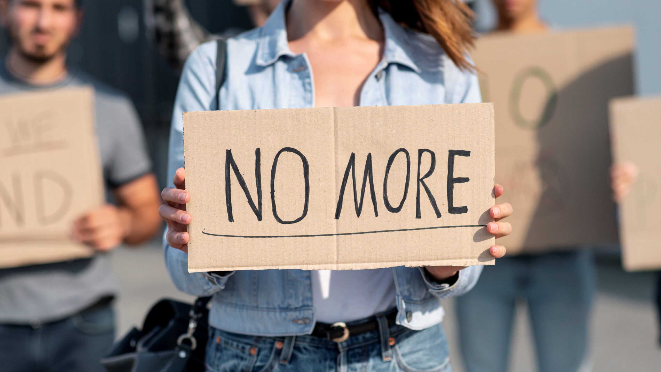 A photo of a protester